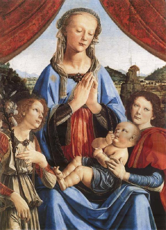 LEONARDO da Vinci Leonardo there Vinci and Andrea del Verrocchio, madonna with the child and angels china oil painting image